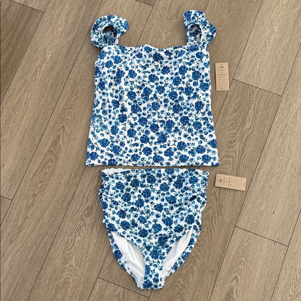 Albion Fit women’s Santorini Tankini and high waisted ruched bottoms NWT large - Picture 1 of 8